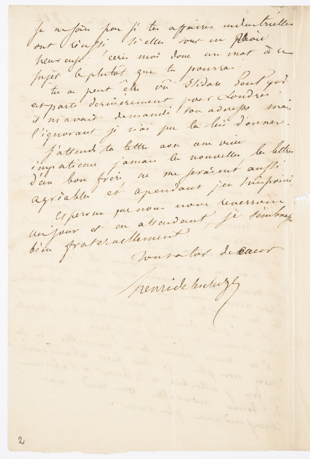 Archives nationales, 494AP/1, dossier 3 : lettre 5, page 2 : cliquer pour consulter l’image avec la visionneuse des Archives nationales