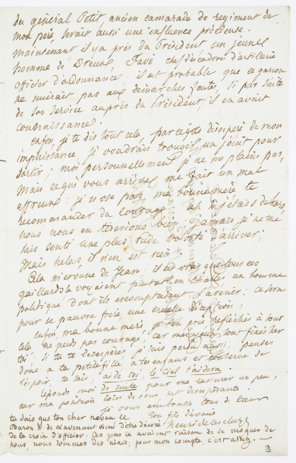 Archives nationales, 494AP/1, dossier 3 : lettre 6, page 3 : cliquer pour consulter l’image avec la visionneuse des Archives nationales